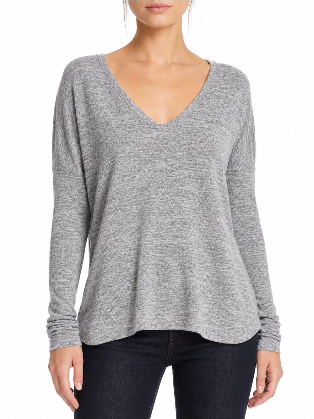 Rag & Bone Heather Gray V-Neck Long Sleeve Top